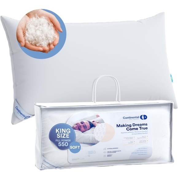 continental Other - 100% Luxury Down Pillow King Size Soft NEW 70p FP